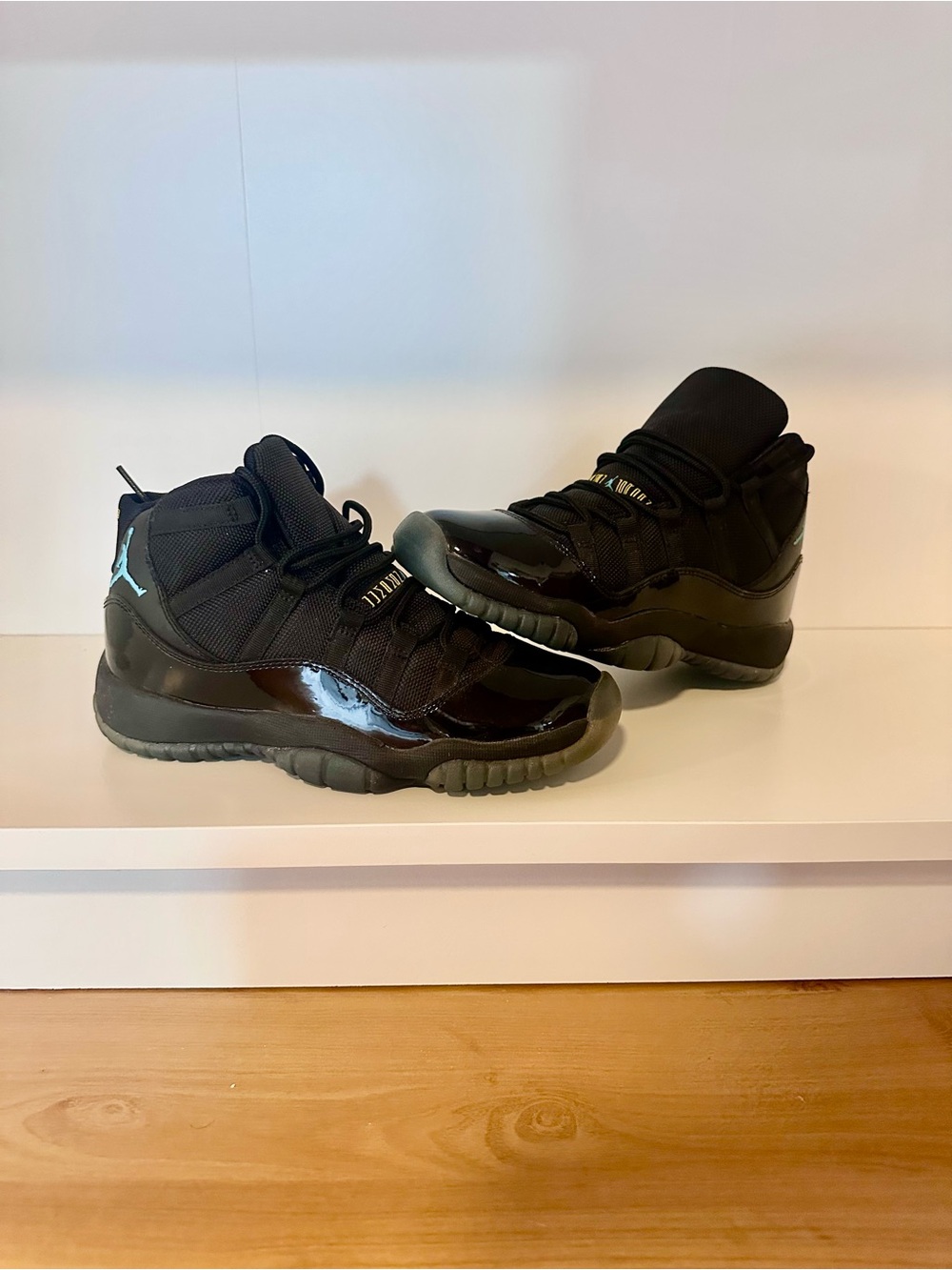 Kids Black High-Top Sneakers with Icy Blue Accent